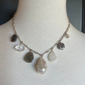 New Auth Chan Luu Baroque Pearl Mix Charm Necklace
